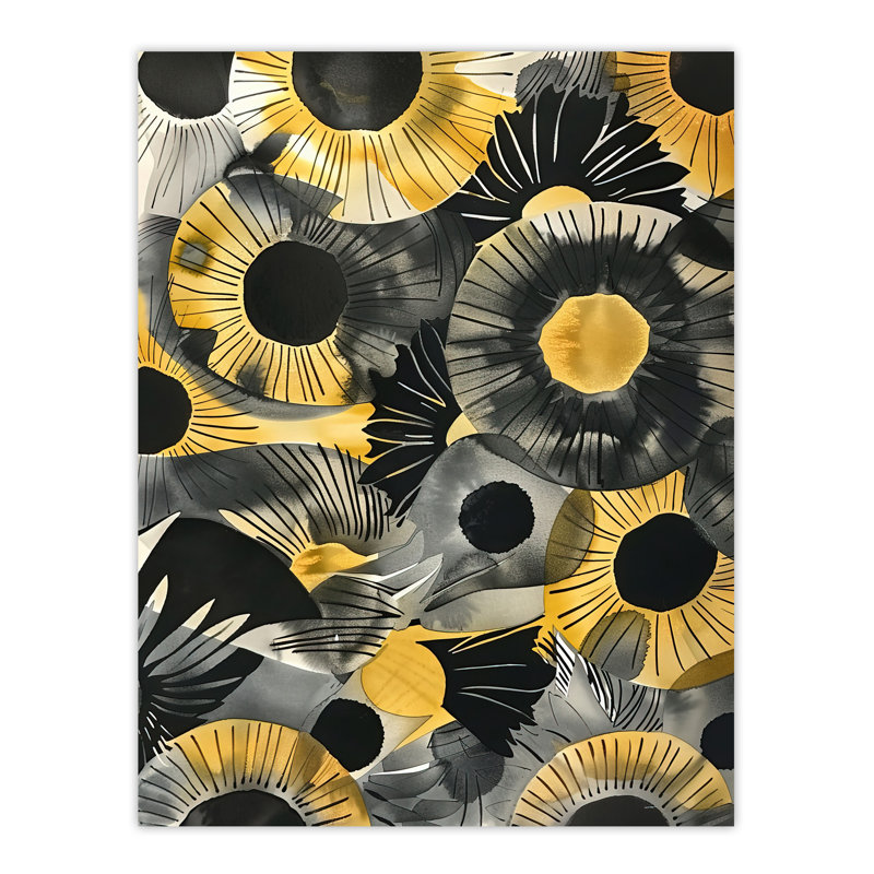 Abstract Yellow Sunflowers Watercolour Wall Art Print