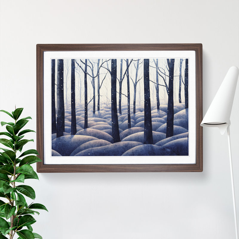 XH1022-10222X Winter Forest Watercolour Vol.1 - Single Picture Frame Print, 25cm H x 34cm W x 2cm D, Walnut Framed