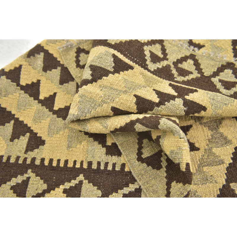 Tapis de zone en laine beige/crème 2 pi 10 po x 4 pi one-of-kind à la main noué la Lorain