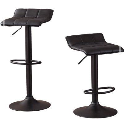 Swivel Bar Stools (Set of 2) – Bonded Leather, Adjustable Height – 360° Rotation