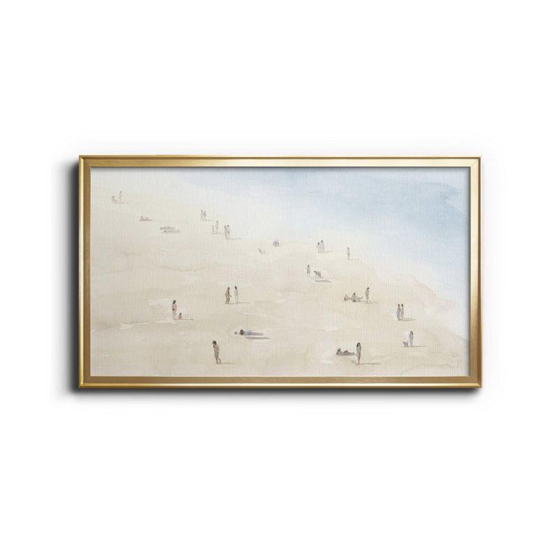 Beach Goers III - toile encadrée de qualité supérieure - prête à être accrochée, Cadre doré, H 14,5 po x l 26,5 po x P 1 po