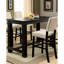 Ensemble de table de bar à hauteur de comptoir 5 pièces en bois antique noir et 4 chaises en ivoire