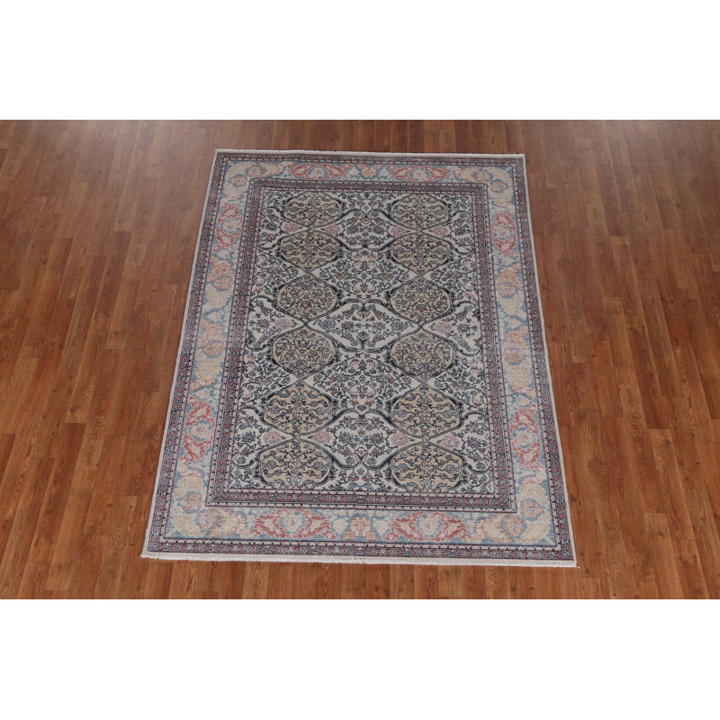 Tapis turc géométrique en laine Bakhtiari noué à la main 5 x 7