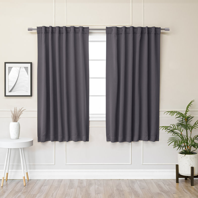 Bantam Solid Blackout Thermal Rod Pocket Curtain Panels, Stone, 52" W x 54" L