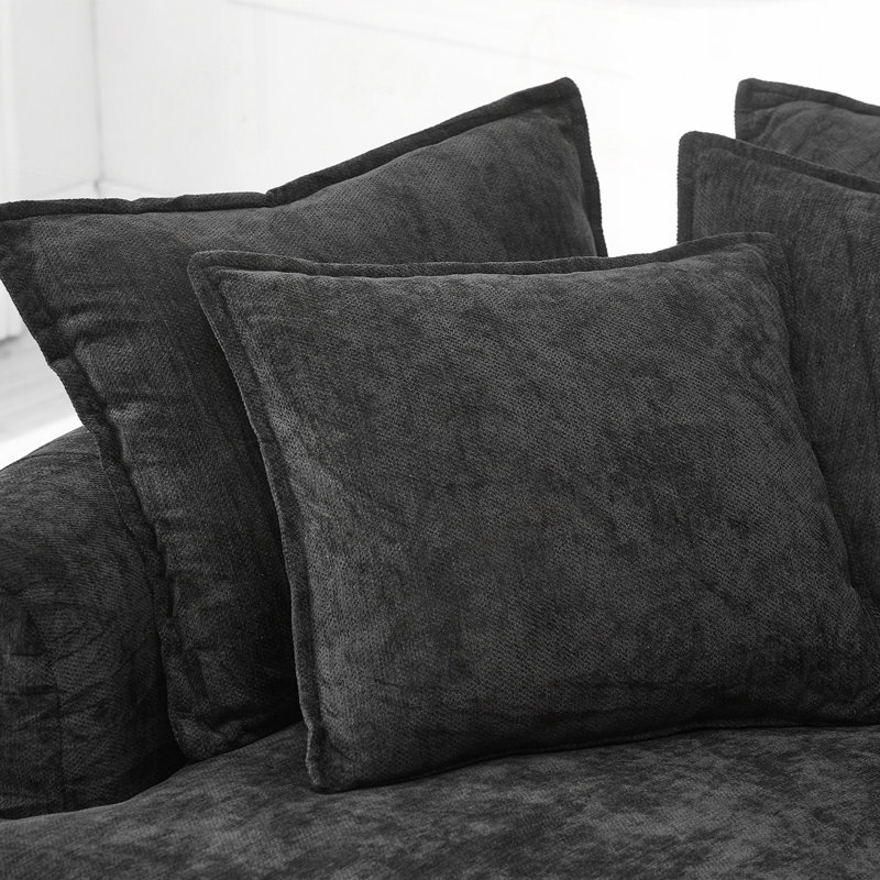 Fauteuil d'appoint rembourré en tissu chenille, Noir