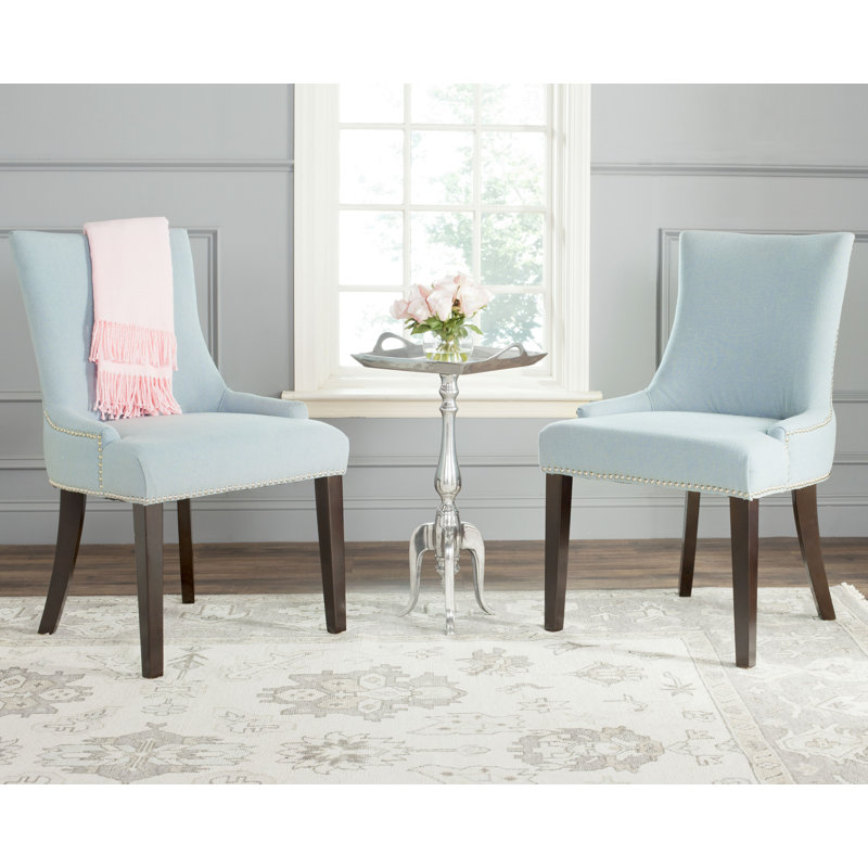 Gallager 19.5'' H Upholstered Parsons Chair, Sky Blue Linen Blend, 2