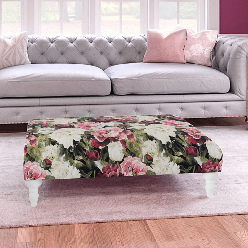 Alfo 120cm Wide Velvet Rectangle Floral Cocktail Ottoman