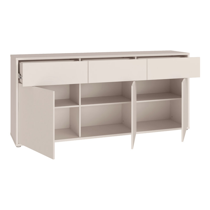 Rydar Modern minimalistic cabinet with 3 doors and 3 drawers, engineered wood, beige, 184.2 cm W x 83.1 cm H x 41.5 cm D