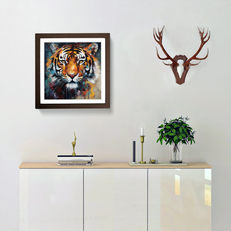 Tiger Abstract Expressionism No.2 - Framed Print, Walnut
