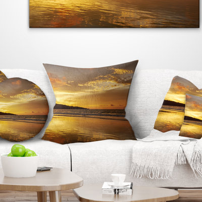 Amazing Beach with Beautiful Breaking Waves - Sea & Shore Printed Throw Pillow