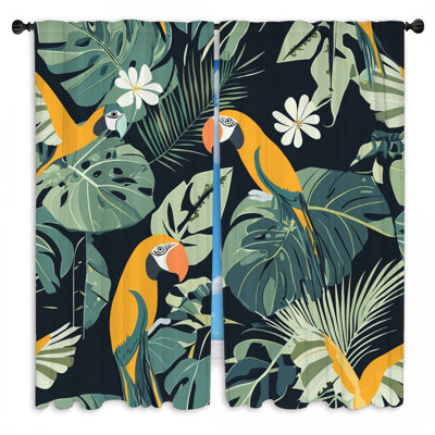 Rideau perroquet avec rideaux tropicaux - 2 panneaux