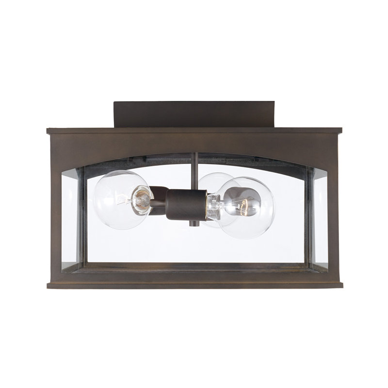 3 - Bulb Outdoor Flush Mount, Oiled Bronze