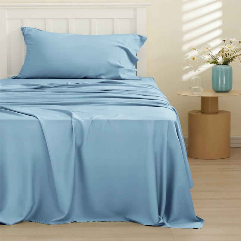 Ensemble de housse de couette en rayonne 4 pièces, Bleu sarcelle