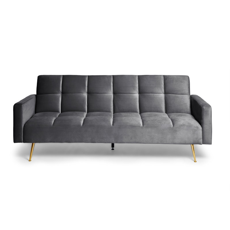 Shiflet 213Cm Velvet Square Arm Sofa, Grey