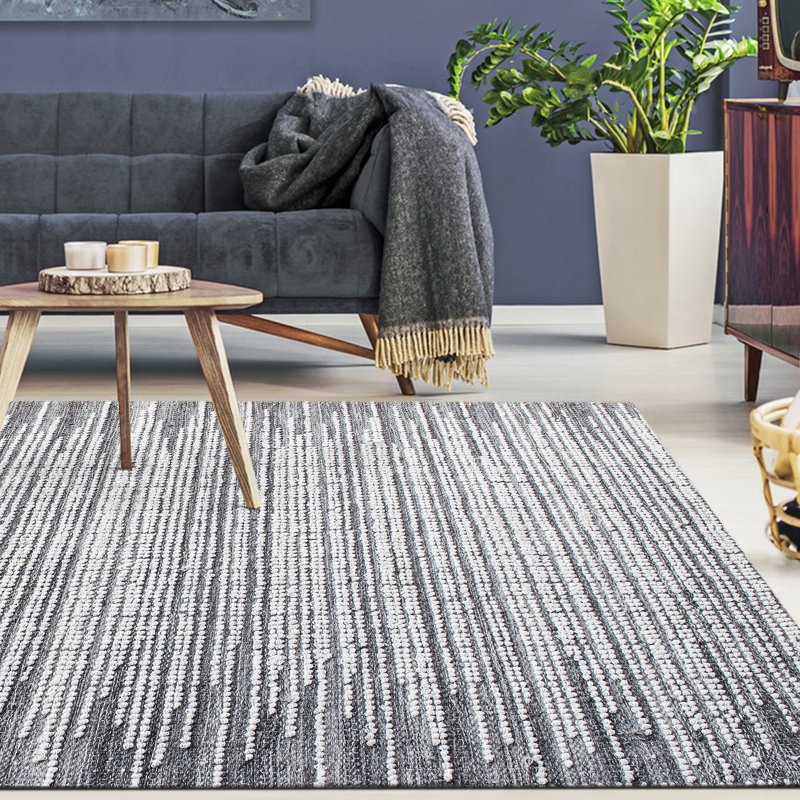 Tapis gris en laine 9 x 12 Dakota Fields Salida, Rectangle 9 pi x 12 pi