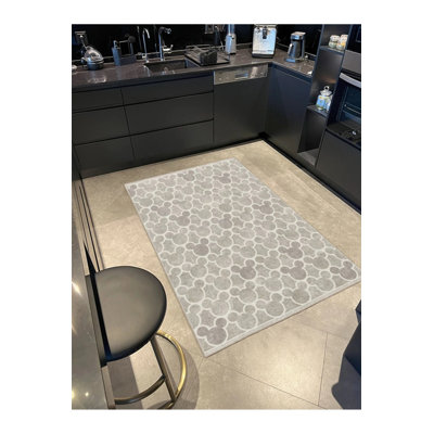 Tapis tissé rond lavable crème
