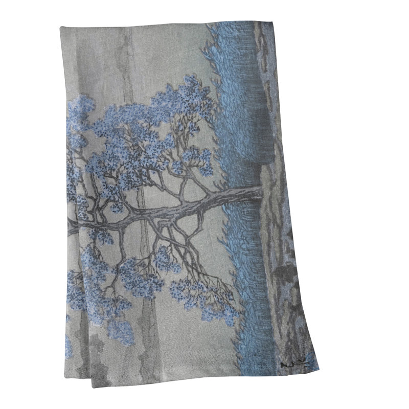 Serviette de thé sur le shore, Polyester sergé, Bleu