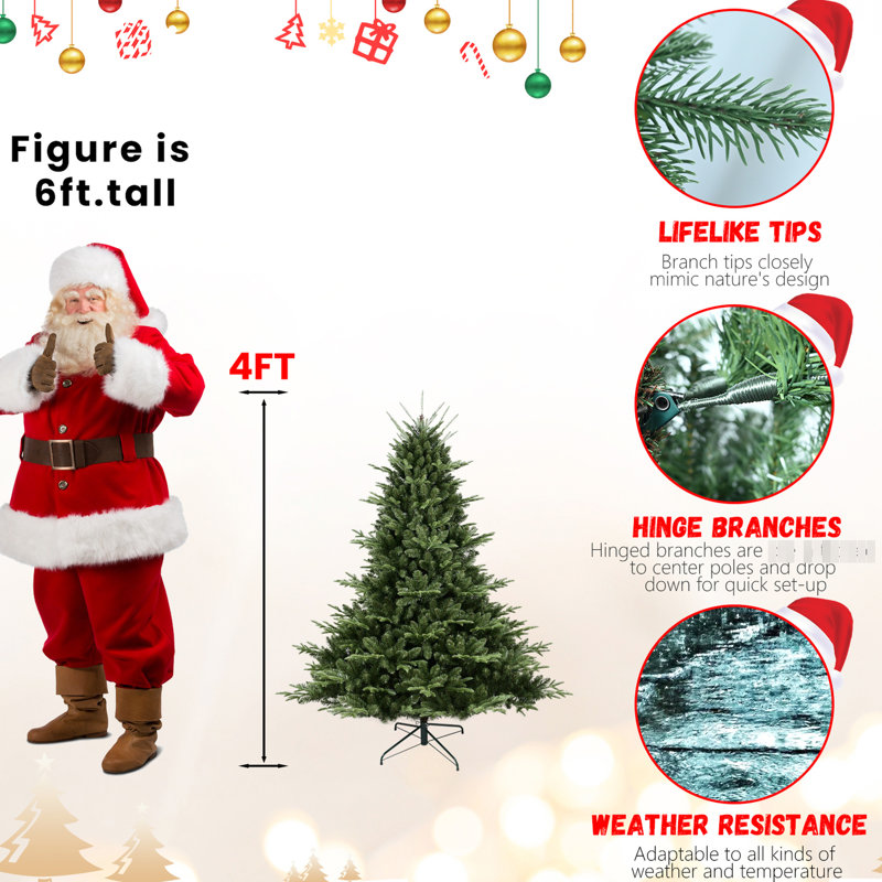 Arbre de Noël 9 pi, 3451 pointes mixtes, une base large pour les grands espaces, des branches articulées à décoration rapide, un arbre en métal avec un design époustouflant, une structure simplifiant l'assemblage,