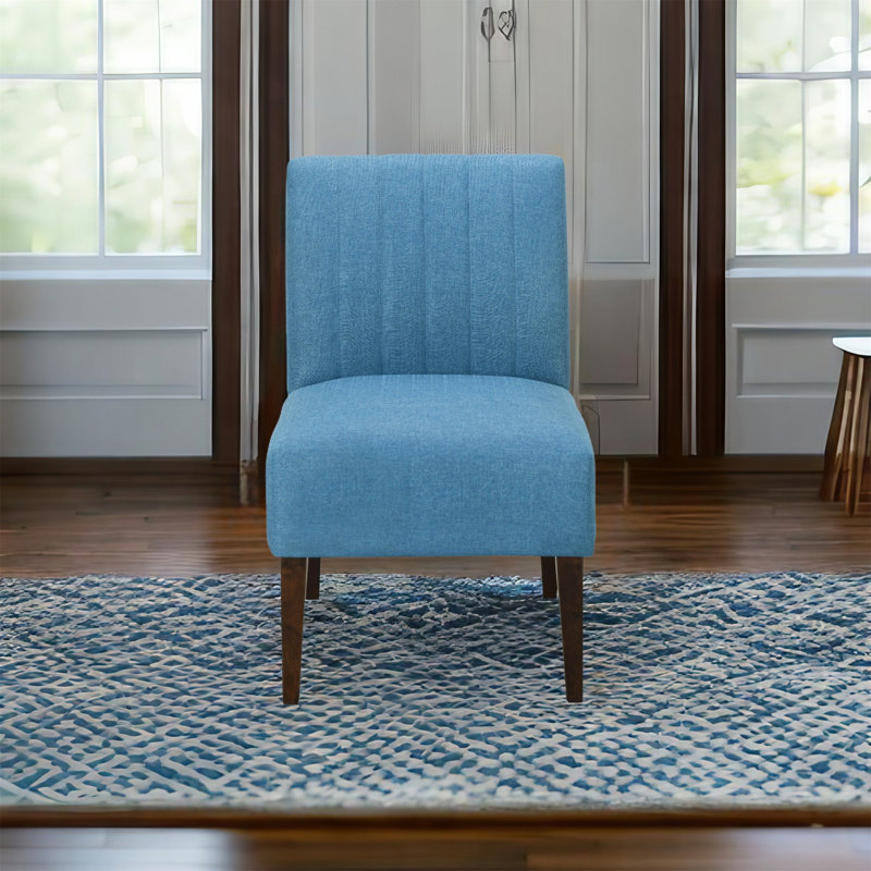 Tischa Upholstered Slipper Chair, Blue Fabric