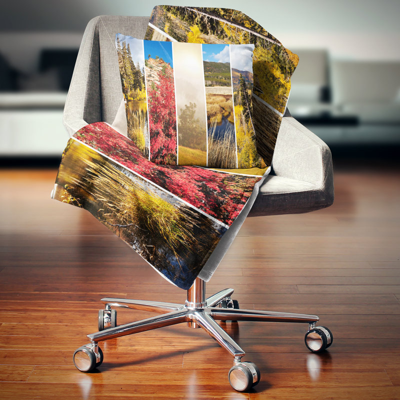 Coussin d'automne «Autumn in Sierra Nevada», 18" x 18", Carré