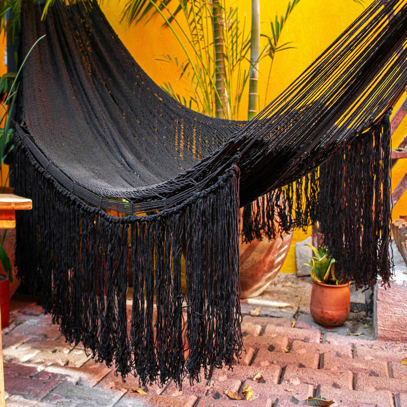 Hamac à barre d'écartement double, l 75 po x L 79 po, Noir