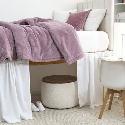 Ensemble de jupe de lit en coton 3 panneaux - blanc campagnard