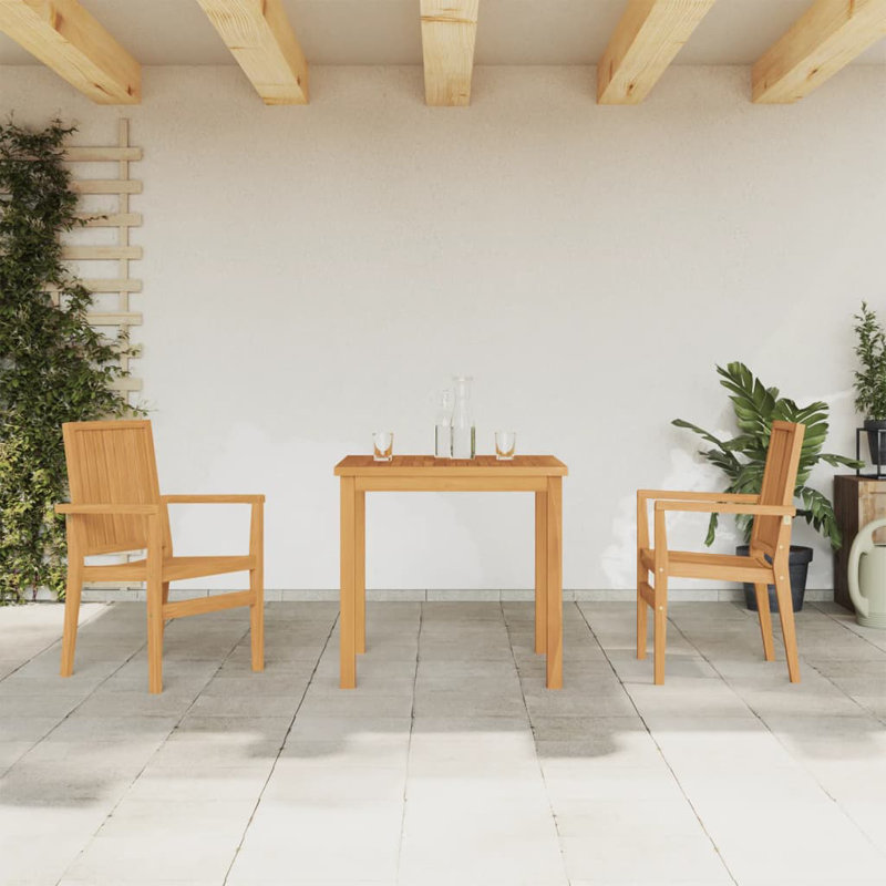 ClassicLiving Garden Dining Set Solid Wood Teak, 2, 77cm H x 80cm L x 80cm W