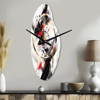 Tourbillon noir et rouge à facettes multiples - cubisme, horloge murale asymétrique