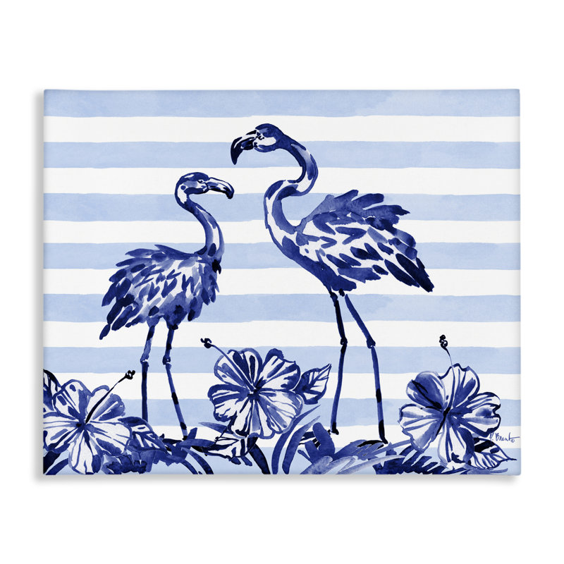 Flamants indigo sur toile, par Paul Brent, H 16 po x l 20 po