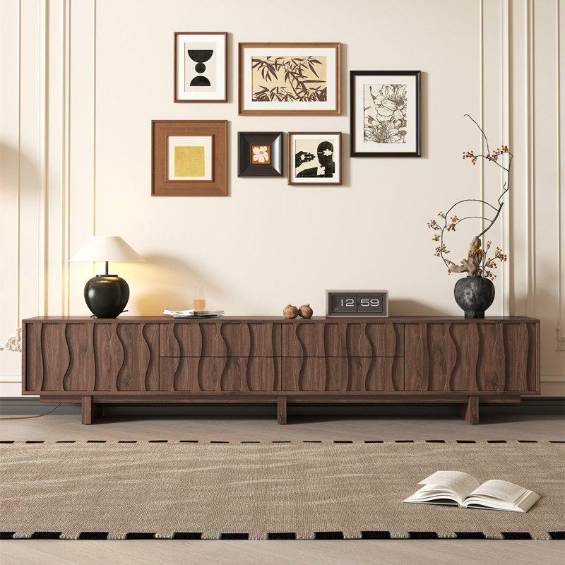 Retro Nut-Brown Manufactured Wood TV Stands, 94.49, Brun noisette