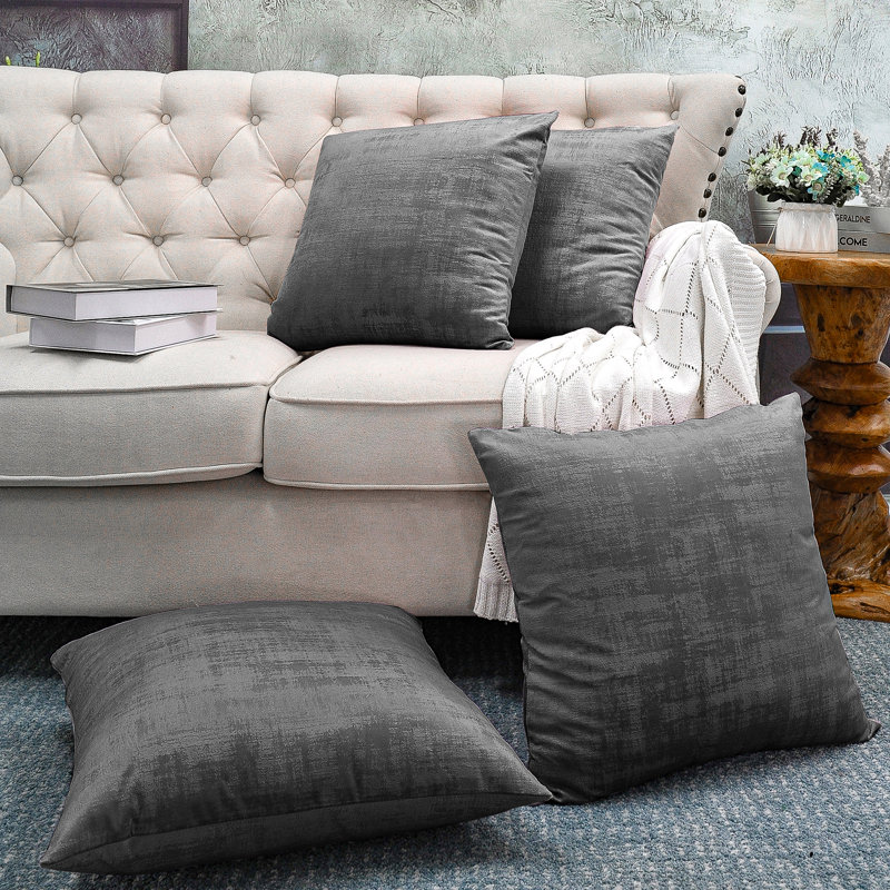 Textured Velvet Throw Pillow Cover, Peat