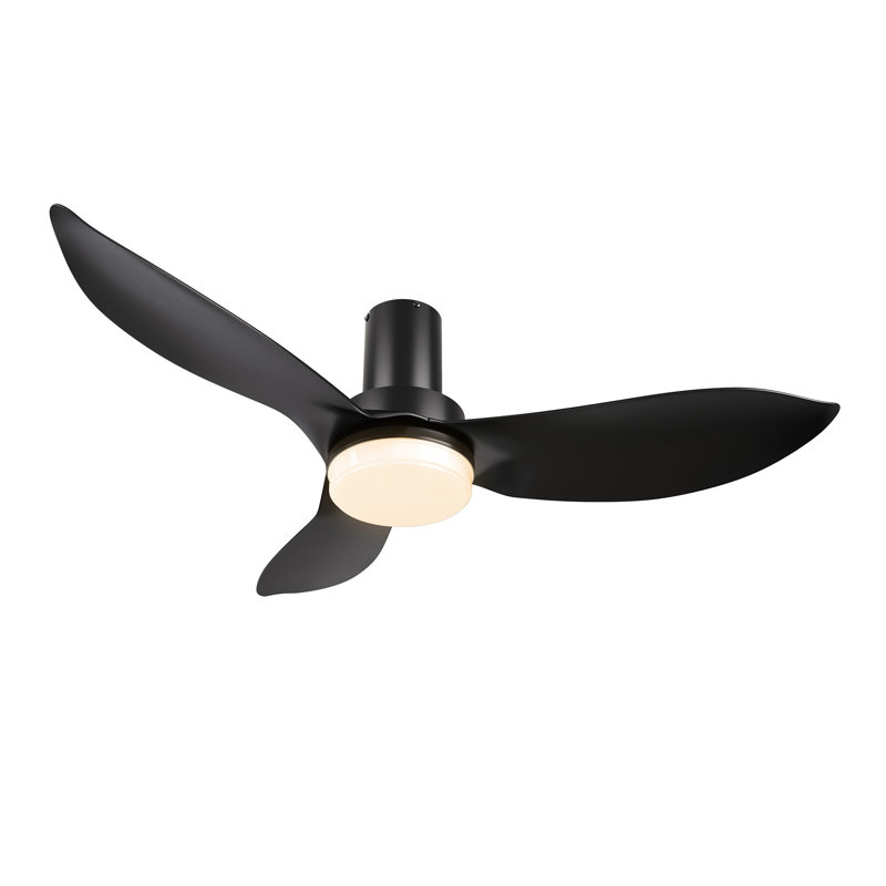 Ventilateur de plafond Bude avec télécommande, ensemble d'éclairage inclus., Noir, 45 po de largeur, 230 tr / min