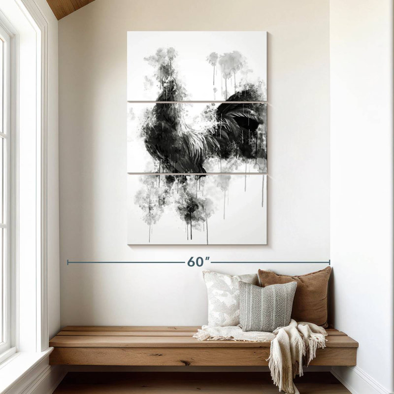 Coq Brampt noir et blanc, H 50 po x l 32 po