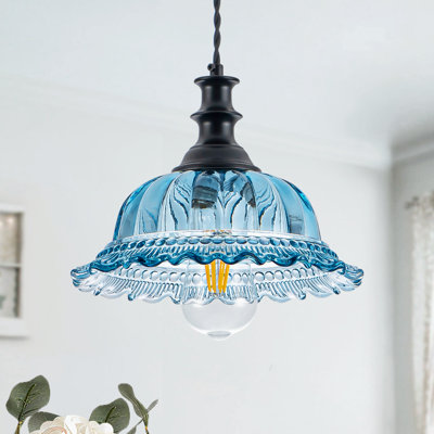 Luminaire suspendu floral en verre 1 lumière 9,8 pi
