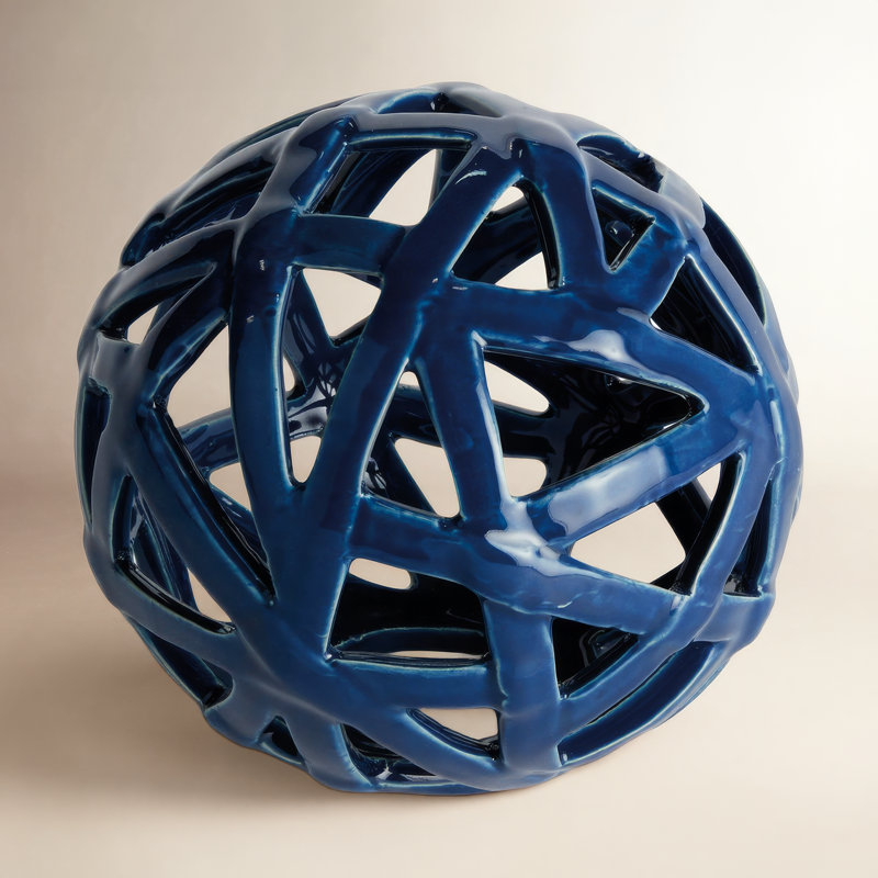 ALICIA METAL ORB, 6" H x 6" W x 6" D, Blue