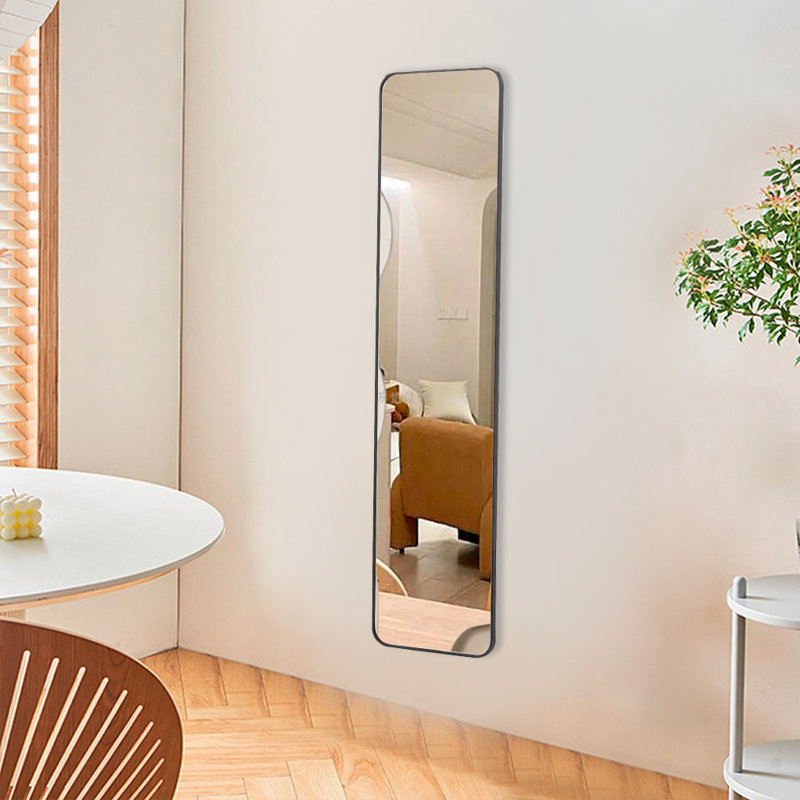 Maely Aluminum Rectangle Mirror, 118" x 28", Black