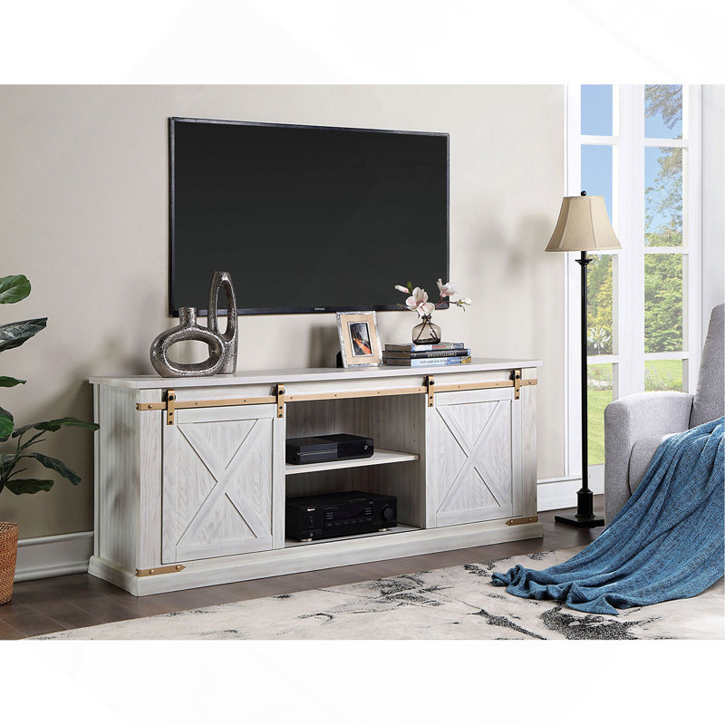 Meuble télé pour téléviseur de 80 po ou moins Shurla, Chêne gris