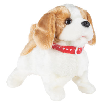 Happy Trails Interactive Plush Puppy Toys for Kids - Battery-Operated Robot Dog that Walks, Barks, and Flips - Stuffed Animal Dog