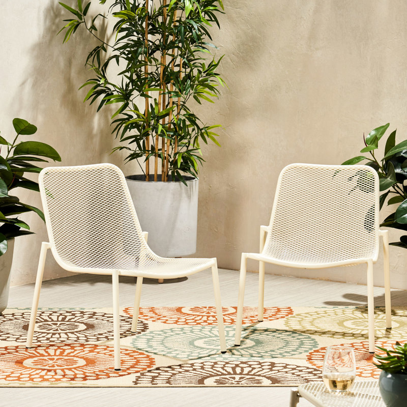Chaises de pavillon d'été en fer blanc mat empilable, 26,49 po X P 22,15 po, chaise en fer 7,64 lb Enjoy, 26