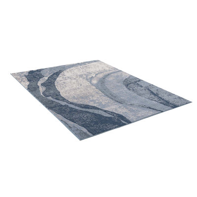 Machine Woven Abstract Wave Area Rug