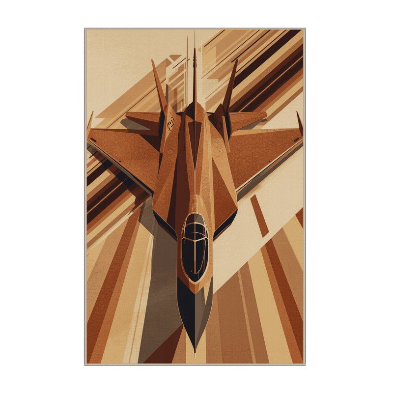 Machine Washable Maurice Supersonic Jet Airplane Sleek & Chic Modern Geometric Rug in Beige – Beige Binding, 2x5