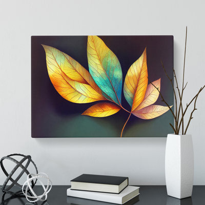 Soulful Colourful Leaf - Wrapped Canvas