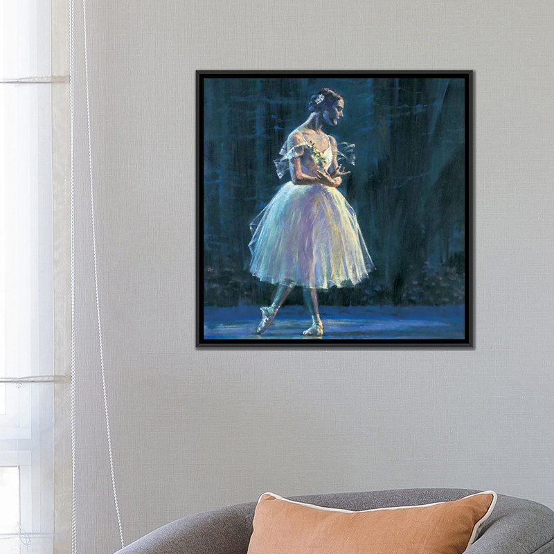 « giselle », reproduction d’art sur toile, H 26 po x l 26 po x P 1,5 po, Toile avec cadre noir, Pas de tapis