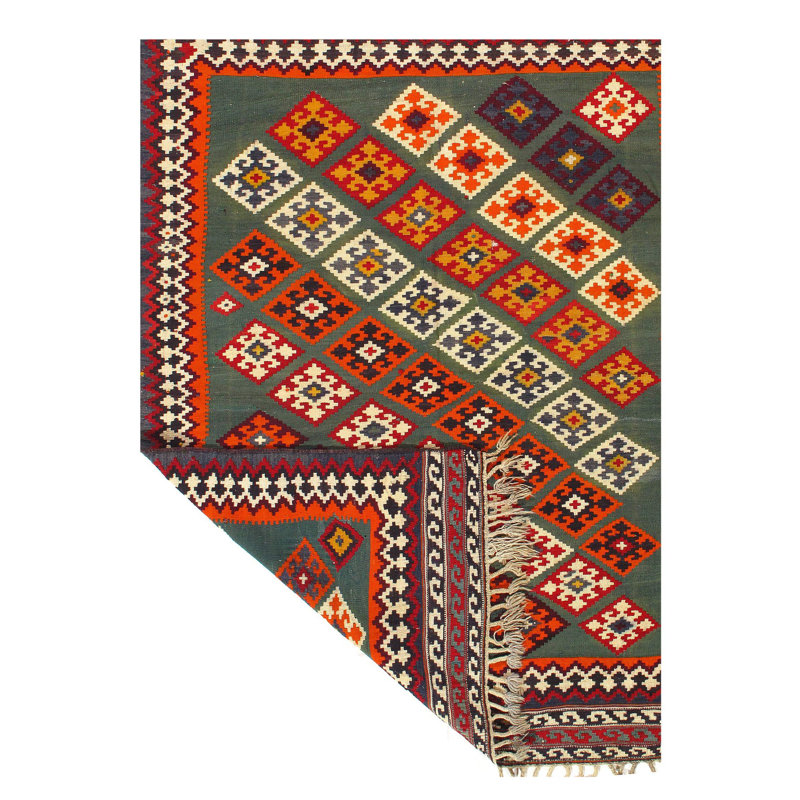 Geometric Area Rug in Rust