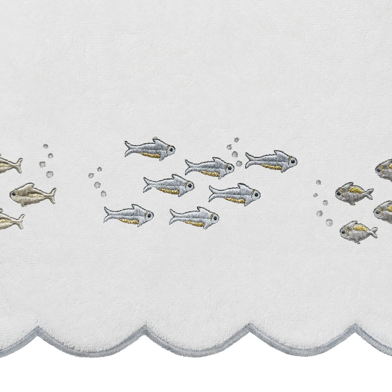  Ensemble de serviettes 100% coton festonné 100% coton, Blanc / Gris, 6 Piece Towel Set