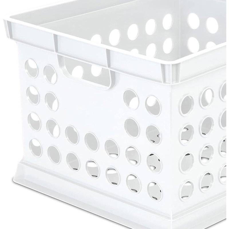 6-Pack White Stackable Plastic Storage Crates With Handles – Multipurpose Organizer Boxes For Home, Office, Dorm, Garage, And Utility