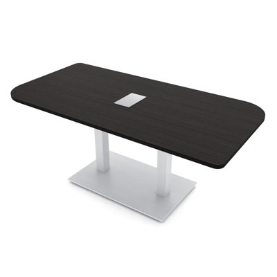 Ogren Duo Shaped Conference Table with Double Metal Post Base | Electrical Unit