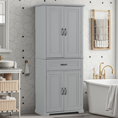 Armoire de rangement multifonctionnelle pour salle de bain Terrazzo - Tablettes réglables, grand espace, installation facile