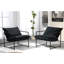 Fauteuil d'appoint élégant en velours moderne, fauteuil inclinable contemporain à structure en métal avec coussin de siège profond pour bureau à domicile-1144642341
