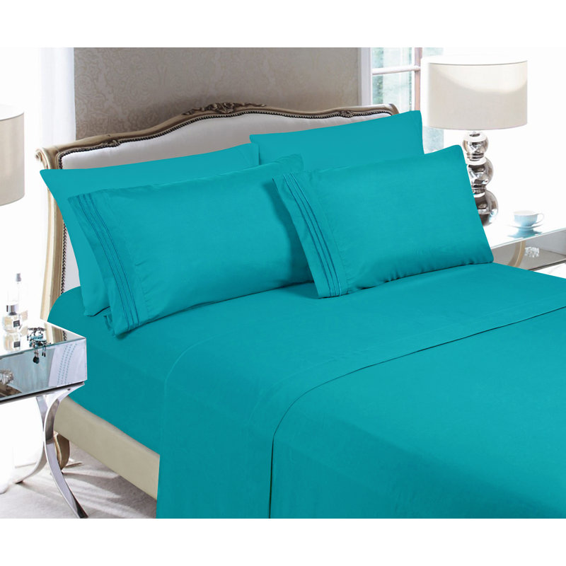 Microfiber Sheet Set with Deep Pocket Fitted Sheet, Turqouise, Twin Sheet Set with 2 Pillowcases